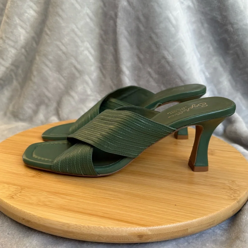Seychelles Fleet Green Leather Heels Women’s Size 9 - Picture 9 of 9